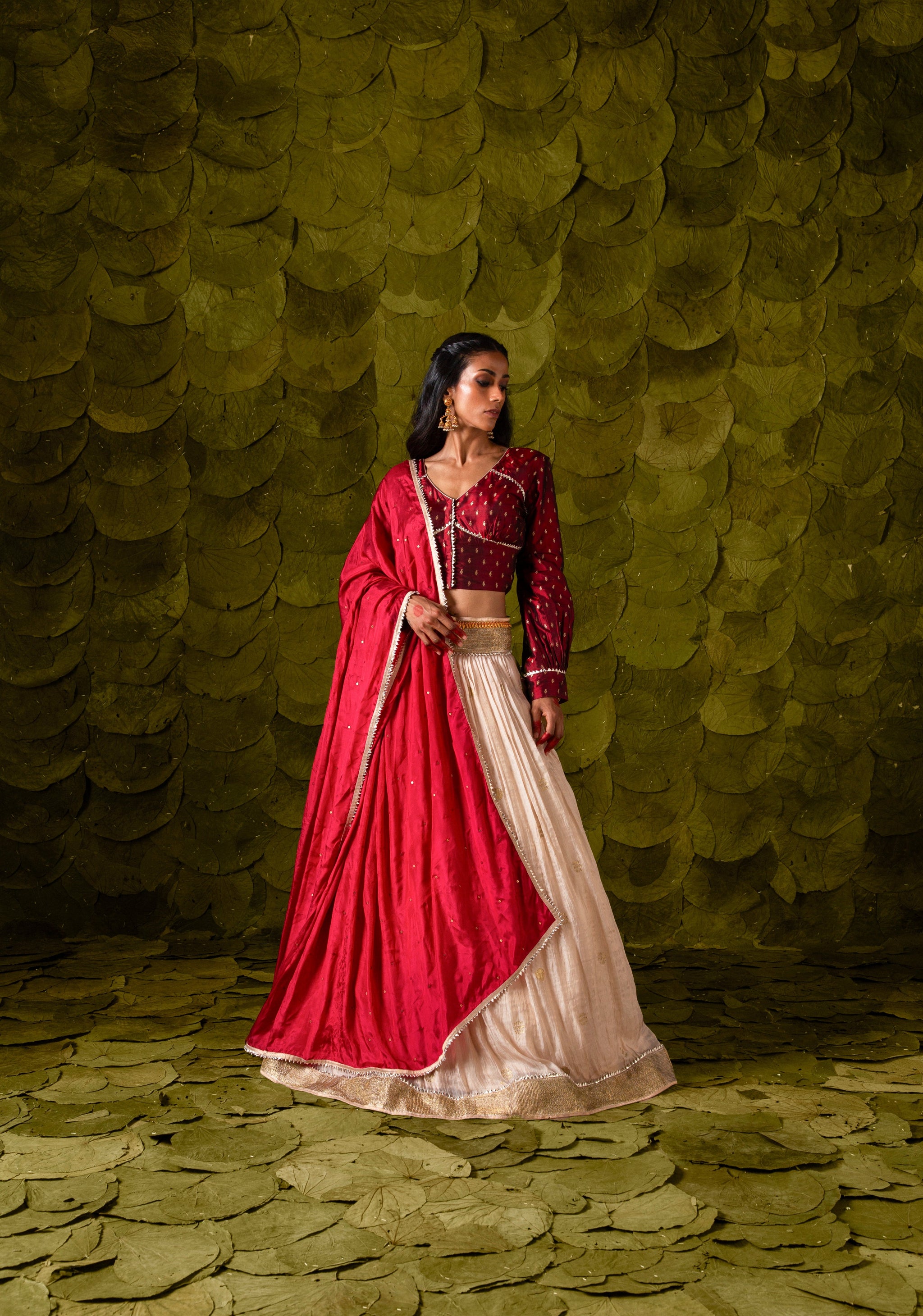 white dress with red dupatta fitted lace wedding dress Pearl White Embroidered Red Dupatta Anarkali Suit Set BONYHUB